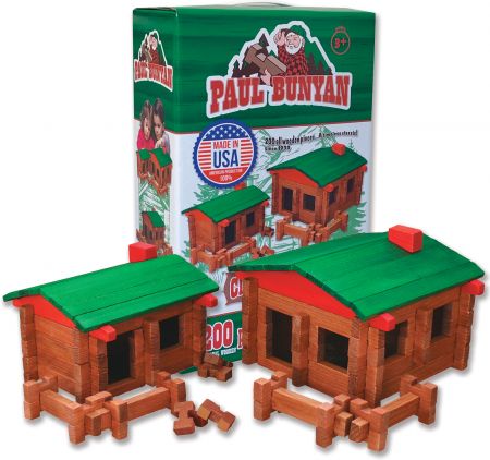 Childrens Log Cabin Building Set boxed 200+ piece