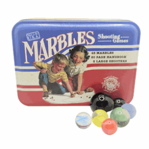 Marbles, in tin gift box