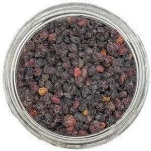 Elderberries Whole organic in a jar with a white background