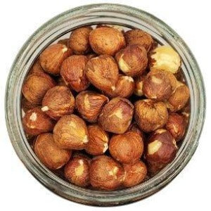 Hazelnuts Raw Organic in a jar with a white background