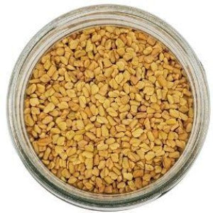 Fenugreek Seeds in a jar with a white background