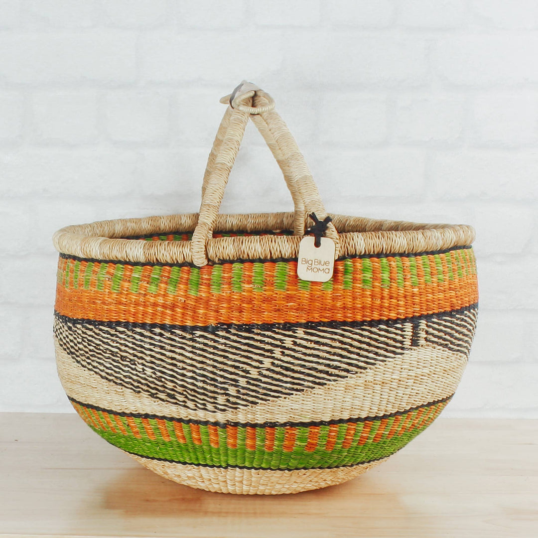 Big Blue Moma - Round Basket Large - Traditional Palette