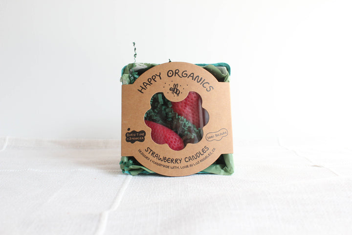 Happy Organics - Large Strawberries Beeswax Candle Pair