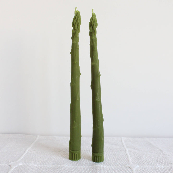 Happy Organics - Asparagus Beeswax Candle Taper Pair