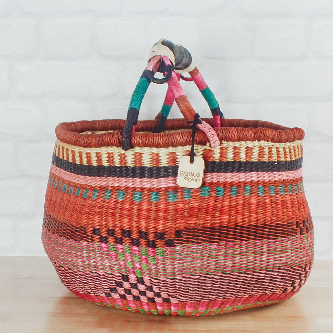 Big Blue Moma - Round Basket Large - Traditional Palette