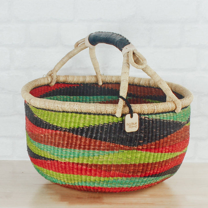 Big Blue Moma - Round Basket Large - Traditional Palette