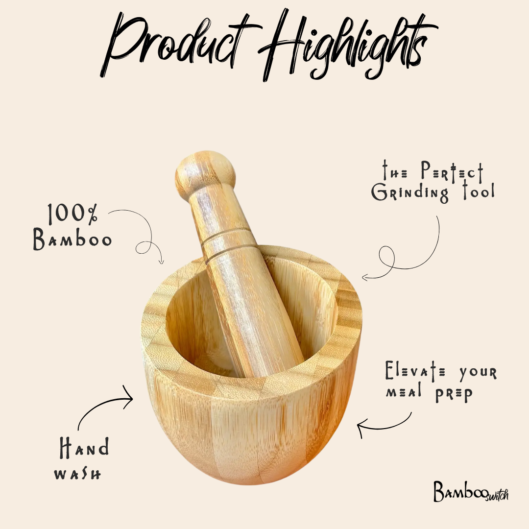 Bamboo Switch - Bamboo Mortar and Pestle | NEW design | Holliday Gift