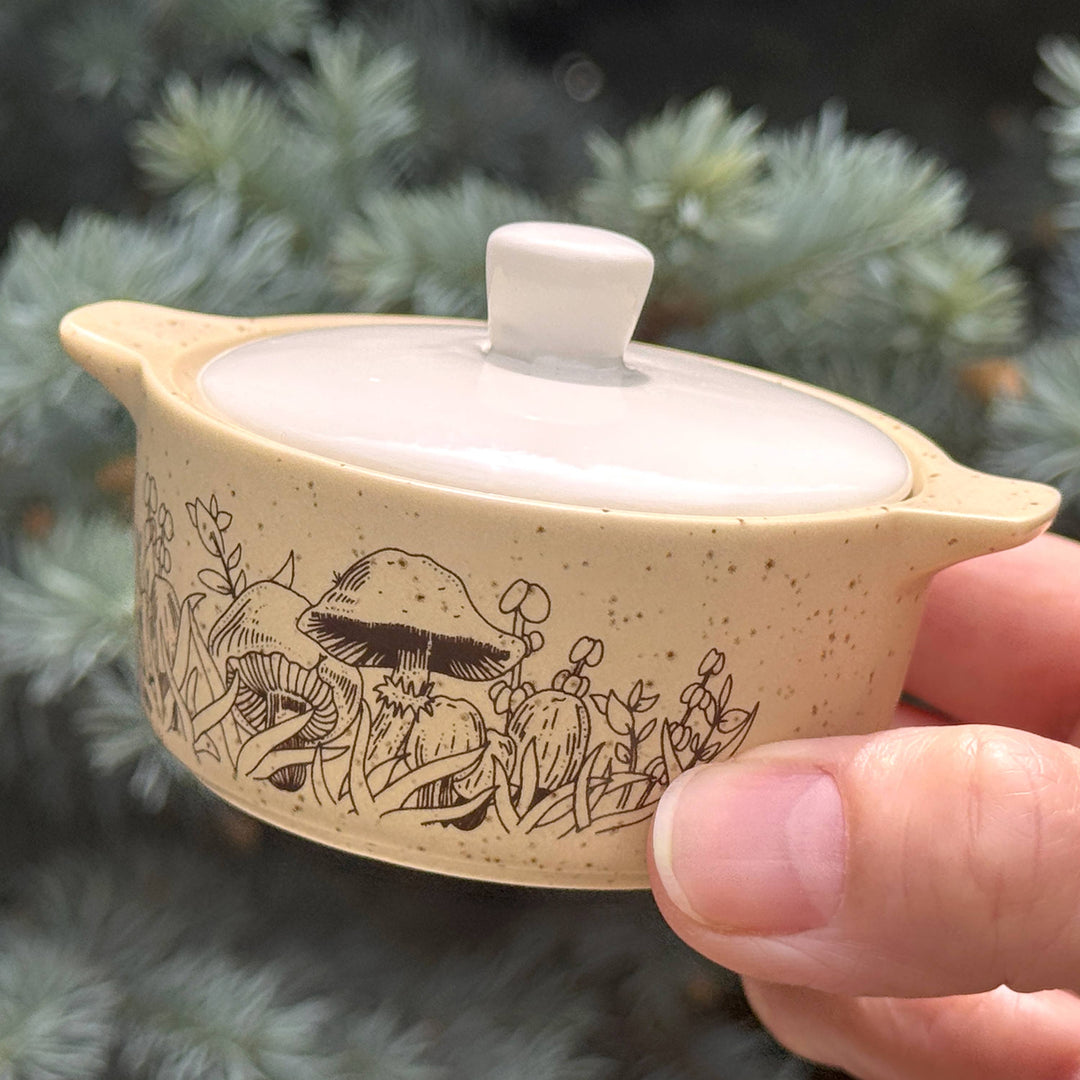 Twinkltoast - Pyrex-Inspired Forest Fancies Casserole Ceramic Trinket Box