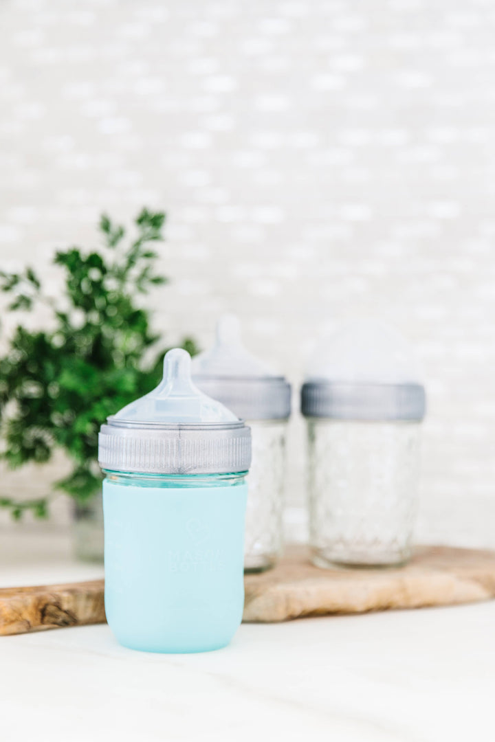 Baby Silicone Sleeve for Mason Bottles - 4oz & 8oz Options Available