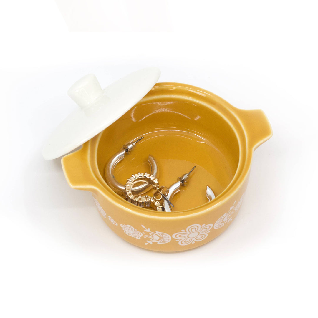 Twinkltoast - Pyrex-Inspired Butterfly Gold Casserole Ceramic Trinket Box