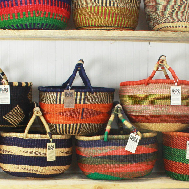 Big Blue Moma - Round Basket Large - Traditional Palette