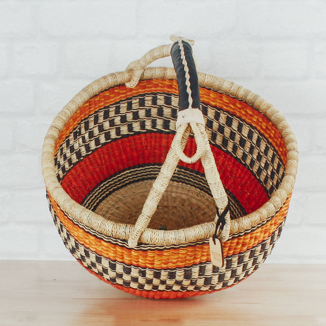 Big Blue Moma - Round Basket Large - Traditional Palette