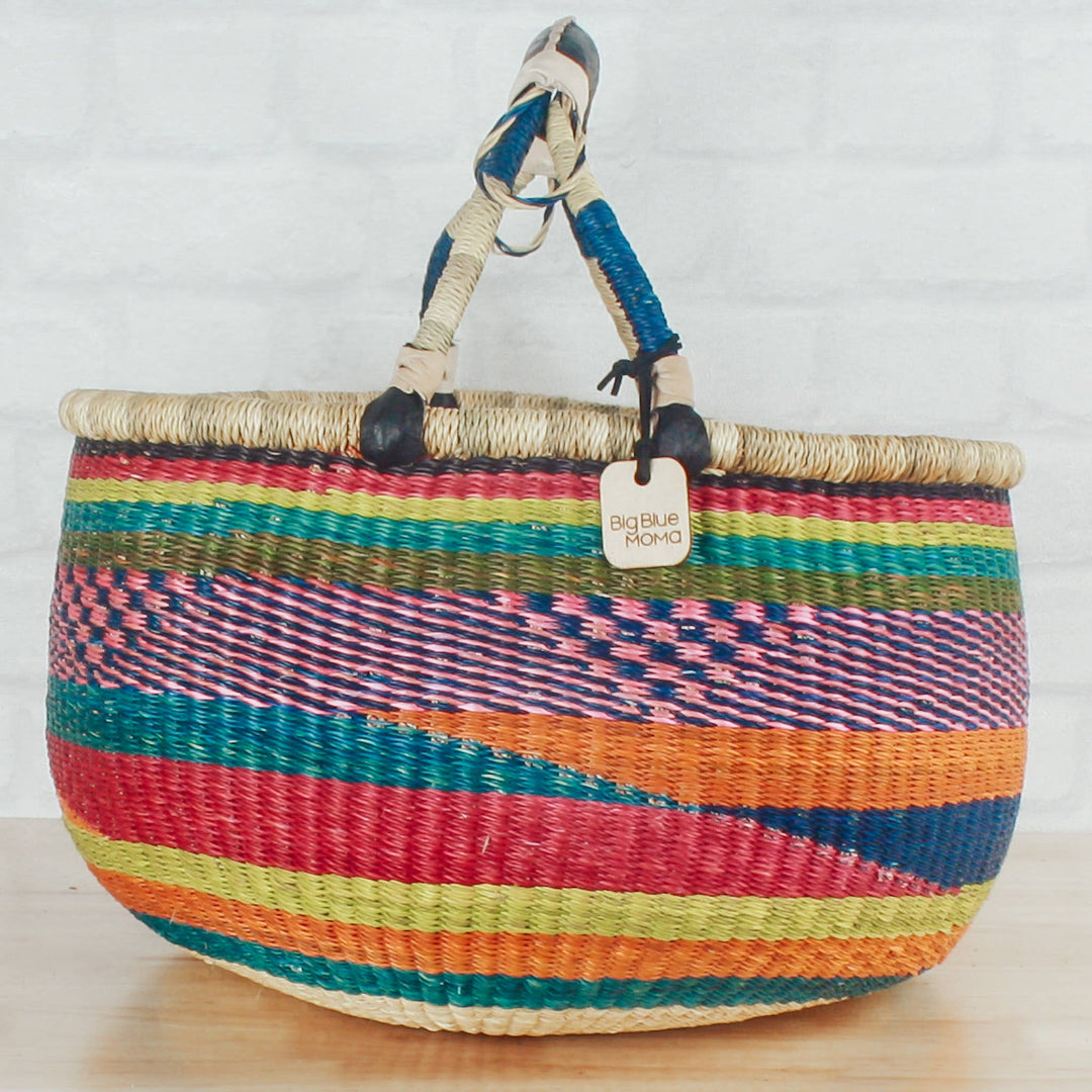 Big Blue Moma - Round Basket Large - Traditional Palette