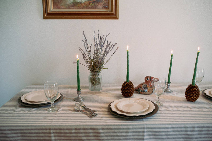 Happy Organics - Asparagus Beeswax Candle Taper Pair