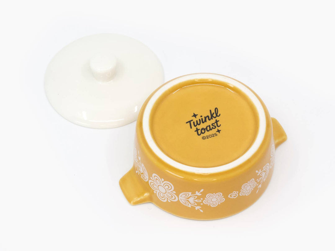 Twinkltoast - Pyrex-Inspired Butterfly Gold Casserole Ceramic Trinket Box