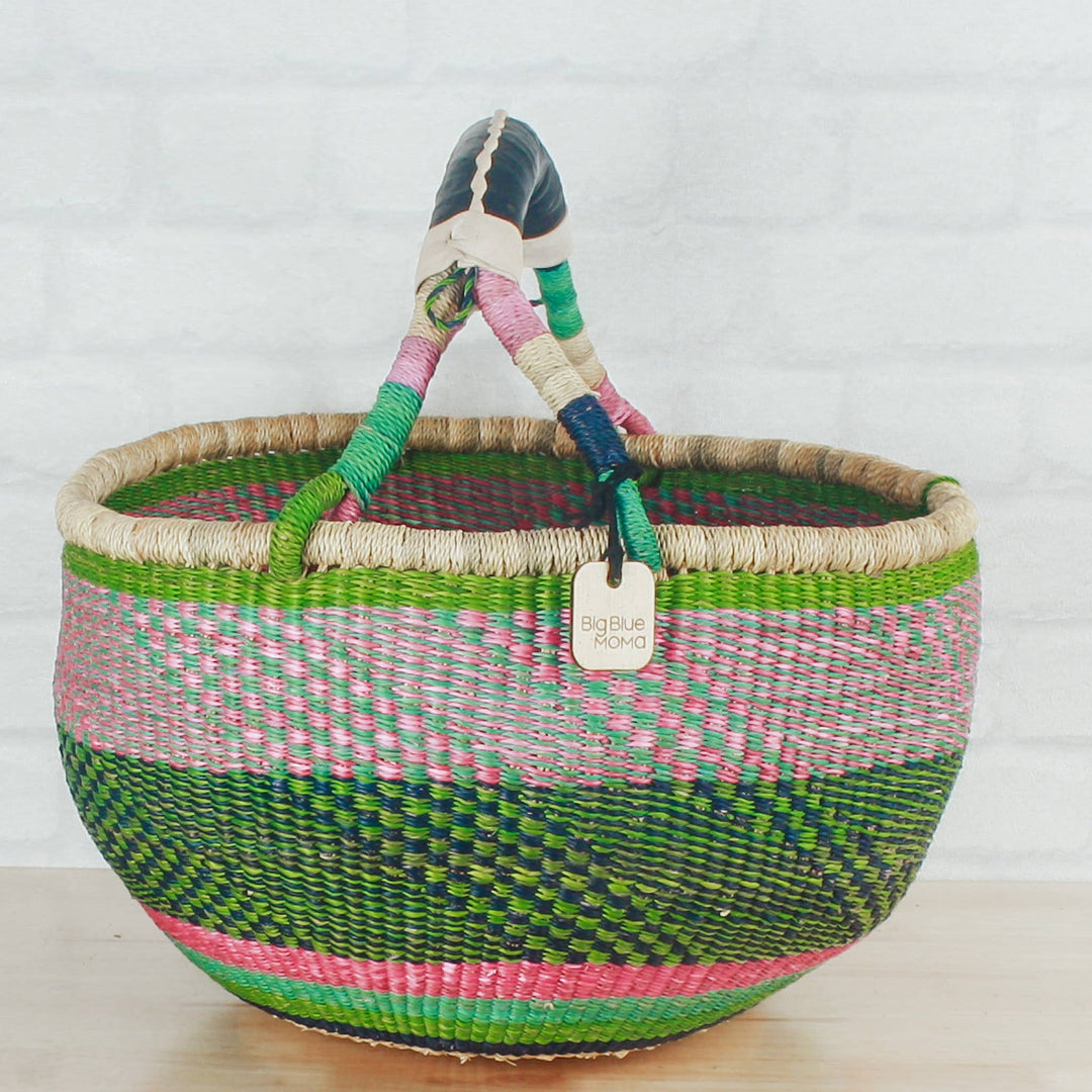 Big Blue Moma - Round Basket Large - Traditional Palette