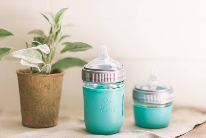 Baby Silicone Sleeve for Mason Bottles - 4oz & 8oz Options Available