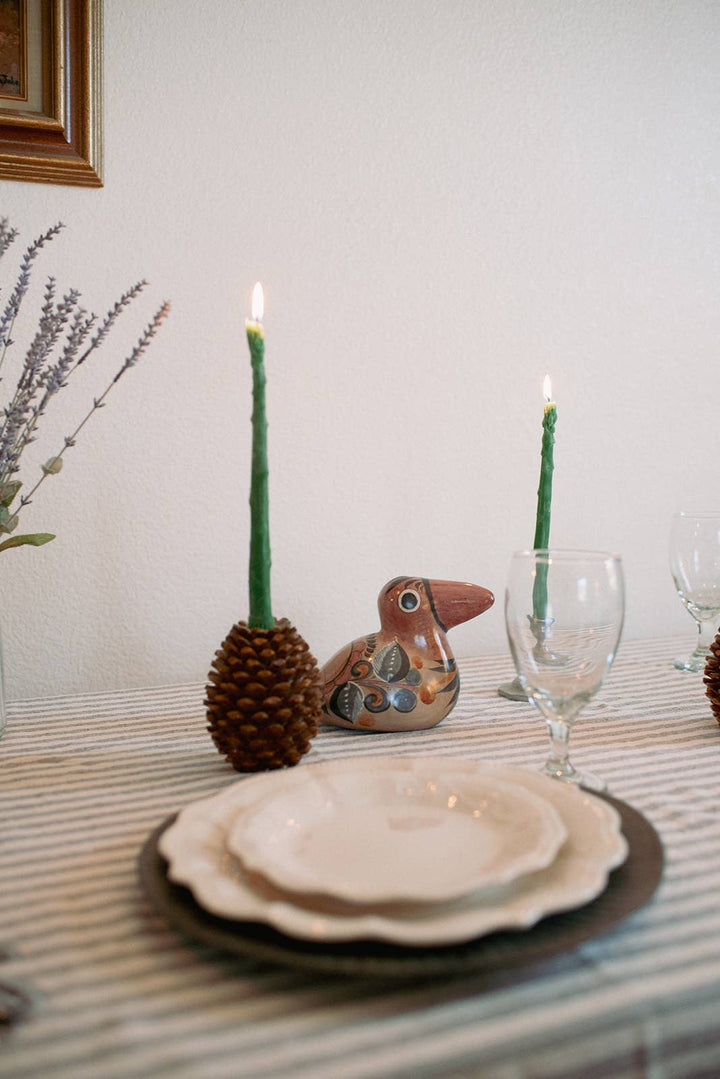 Happy Organics - Asparagus Beeswax Candle Taper Pair
