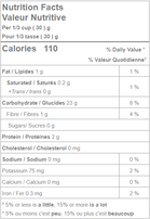 Nutrition facts of Organic Gluten Free Brown Rice Flour.