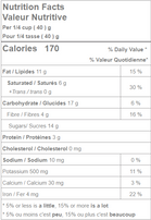 Nutrition facts for Dark Chocolate Coffee Beans.
