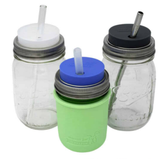  Silicone Straw Lid With Stainless Steel Band For Mason Jar on jar examples