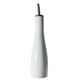 A beautiful ceramic vinegar bottle with stainless steel pout spout. 9 inches in height with a 10oz capacity.