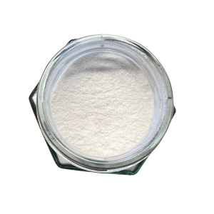 Clear glass jar filled with agar agar powder