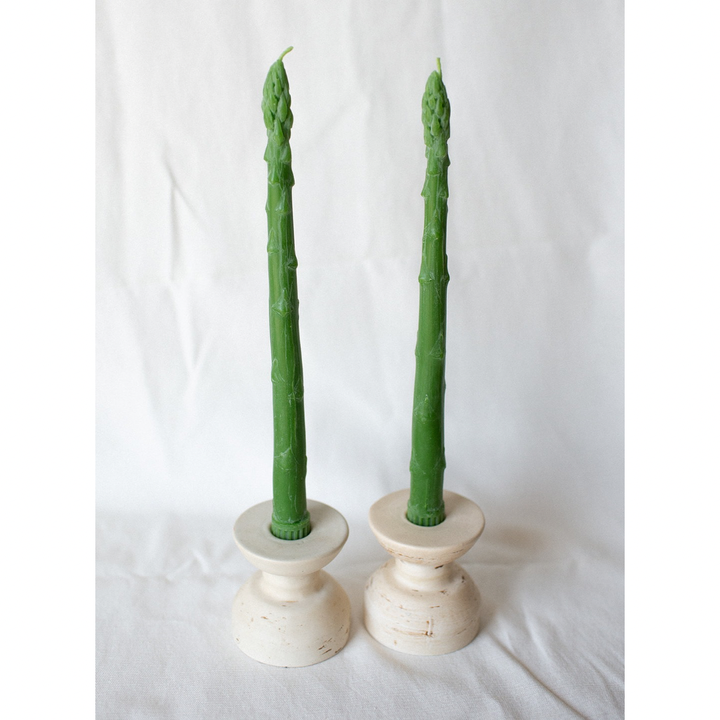 Happy Organics - Asparagus Beeswax Candle Taper Pair