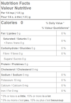Nutrition facts of Organic Camu Camu Powder.