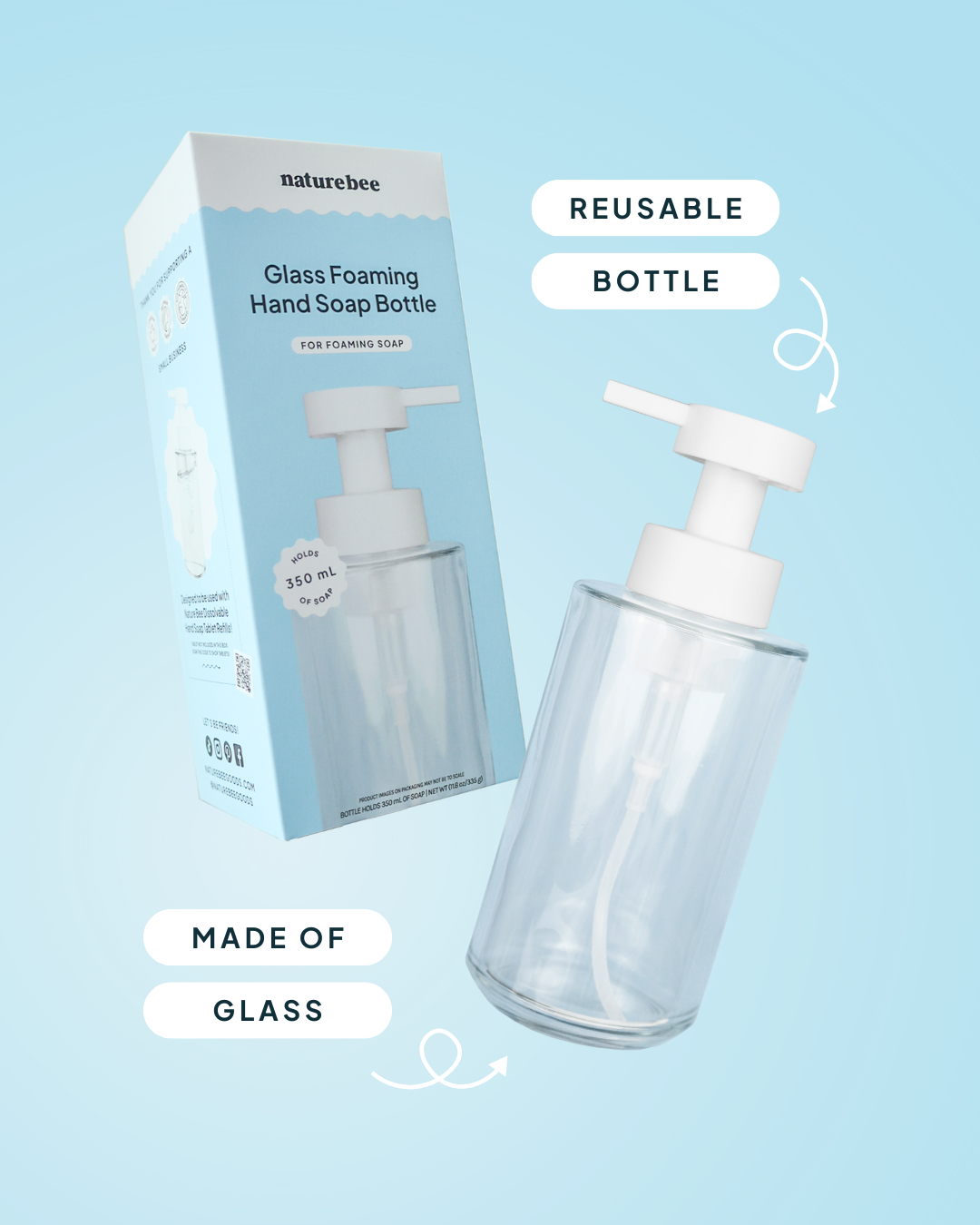 NATURE BEE - Glass Foaming Hand Soap Bottle