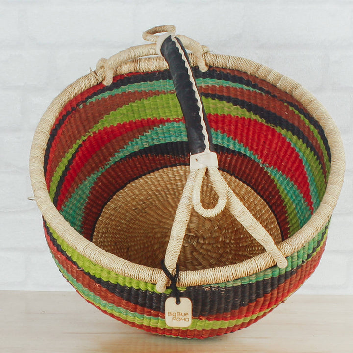 Big Blue Moma - Round Basket Large - Traditional Palette