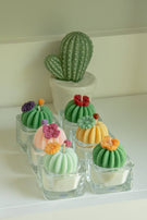 Barrel Cactus Tealight Candles: Green w/ orange