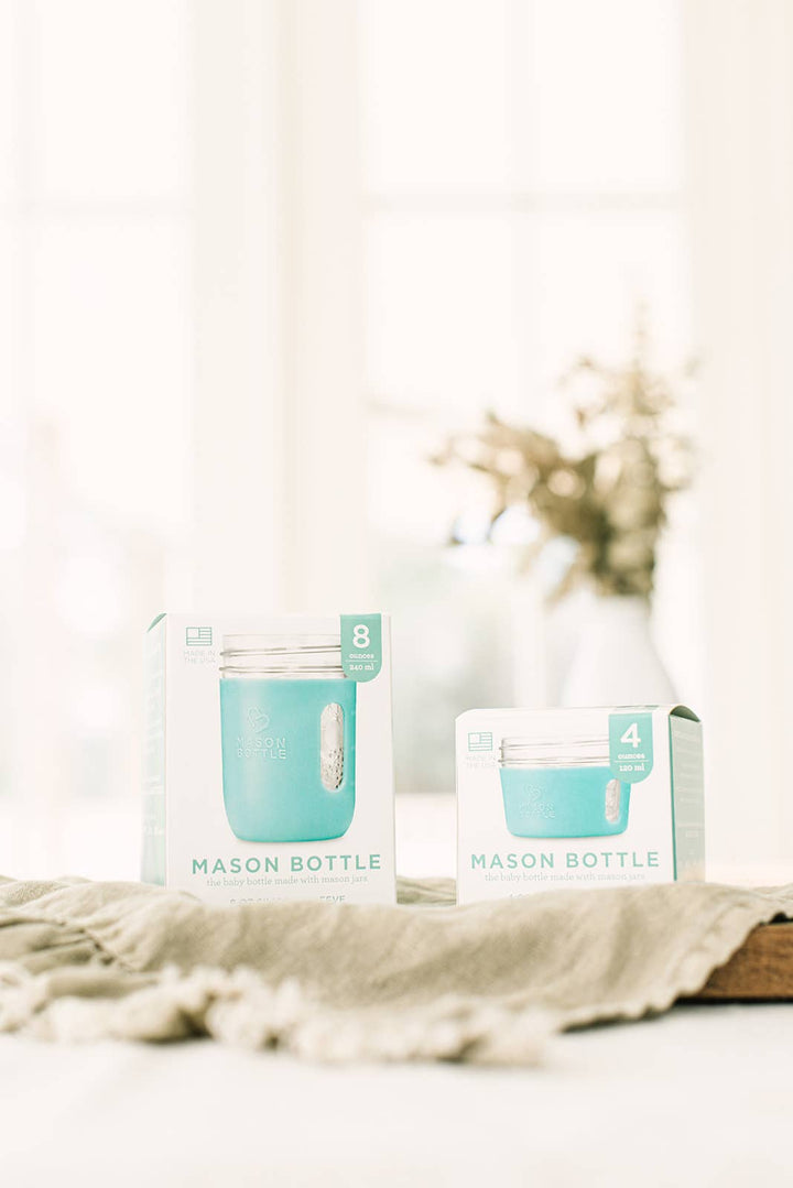 Baby Silicone Sleeve for Mason Bottles - 4oz & 8oz Options Available