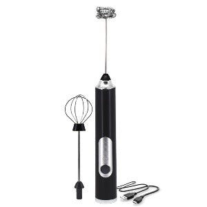 Cafe Culture brand rechargeable whisk and frother set. Comes with 2 heads, 3 speed settings, and a USB cable for recharging.