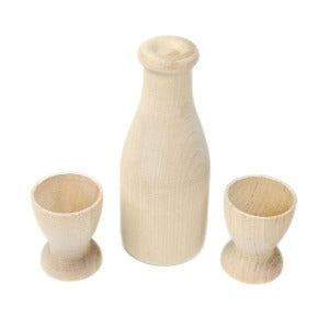 Wooden Milk Bottle and Cups