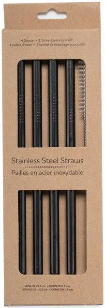 Metal straws with brush cleaner - 4 pack