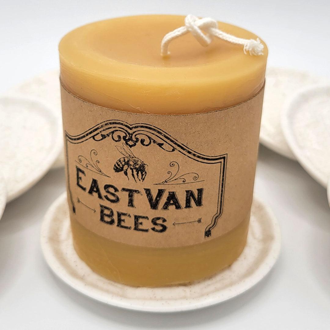 Eastvan Bees Pillar Candle - 3" wide, 4" tall