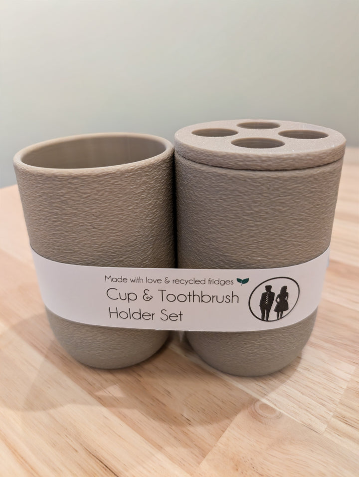 Bathroom Set - Cup and Toothbrush Holder