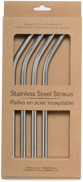 Metal straws with brush cleaner - 4 pack