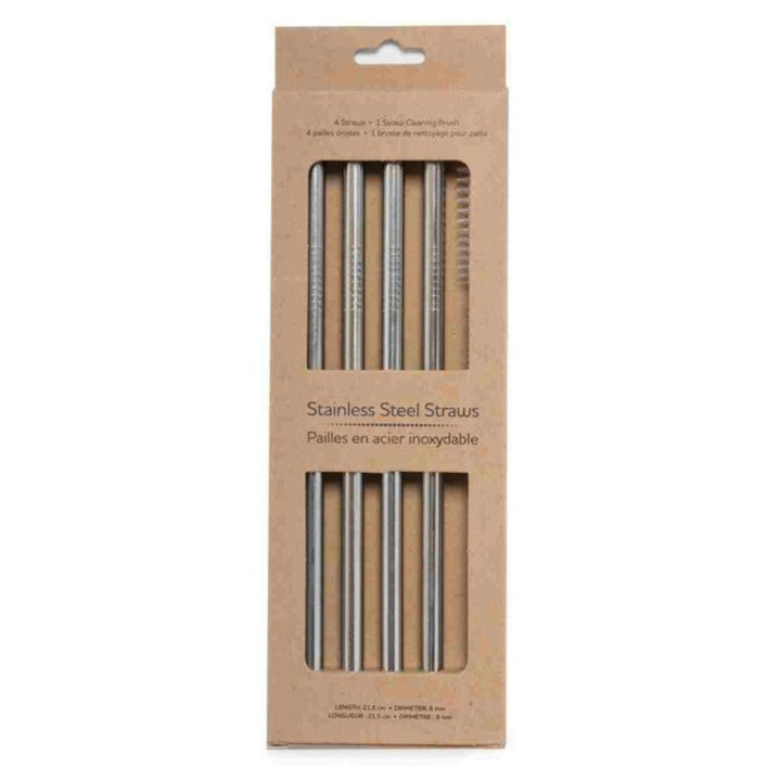 Metal straws with brush cleaner - 4 pack