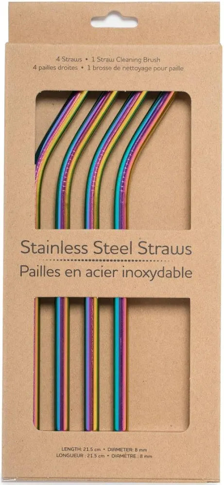 Metal straws with brush cleaner - 4 pack
