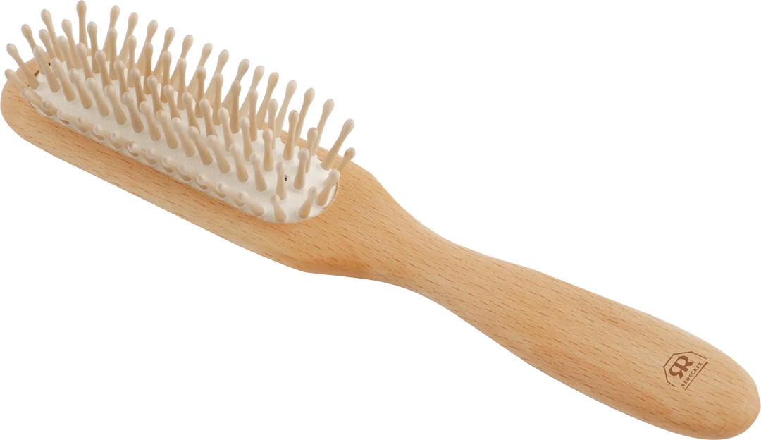 Hairbrush beechwood long and narrow with wooden pins Redecker