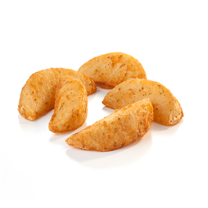 Potato Wedges Frozen on a white table