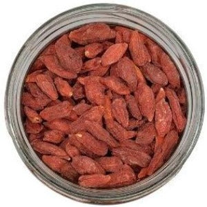 Goji Berries organic in a jar with a white background