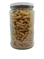 Brown Rice Penne organic in a jar with a white background (SIDE)