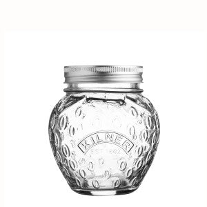 Kilner Strawberry Jam Jar 400ml (side view) with a white background