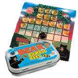 Childrens travel games in a tin