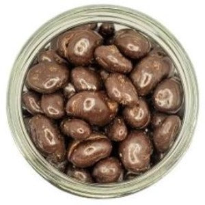 Dark Chocolate Cranberries in a jar with a white background