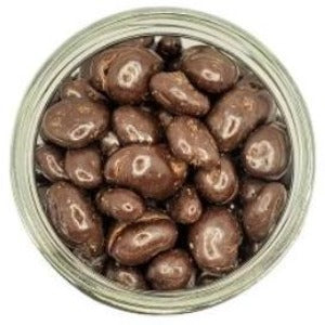 Dark Chocolate Cranberries in a jar with a white background