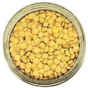 Green Lentils Organic in a jar with a white background